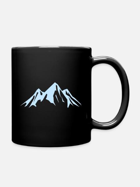 Bergsilhouette im Himmelblau - Tasse einfarbig - Schwarz
