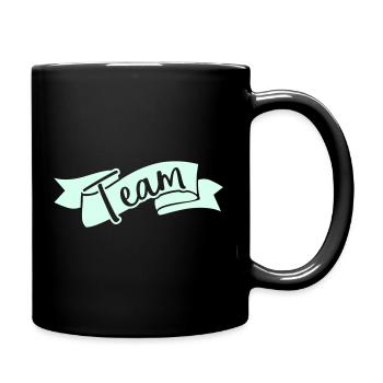 Team Ribbon Schriftzug - Tasse einfarbig - Schwarz - Rechts