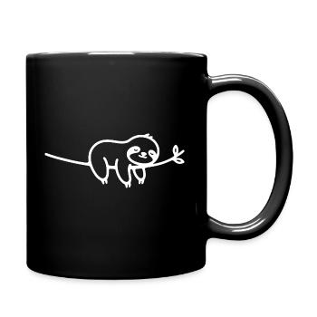 Schlafendes Faultier auf Ast Tiermotiv - Tasse einfarbig - Schwarz - Rechts