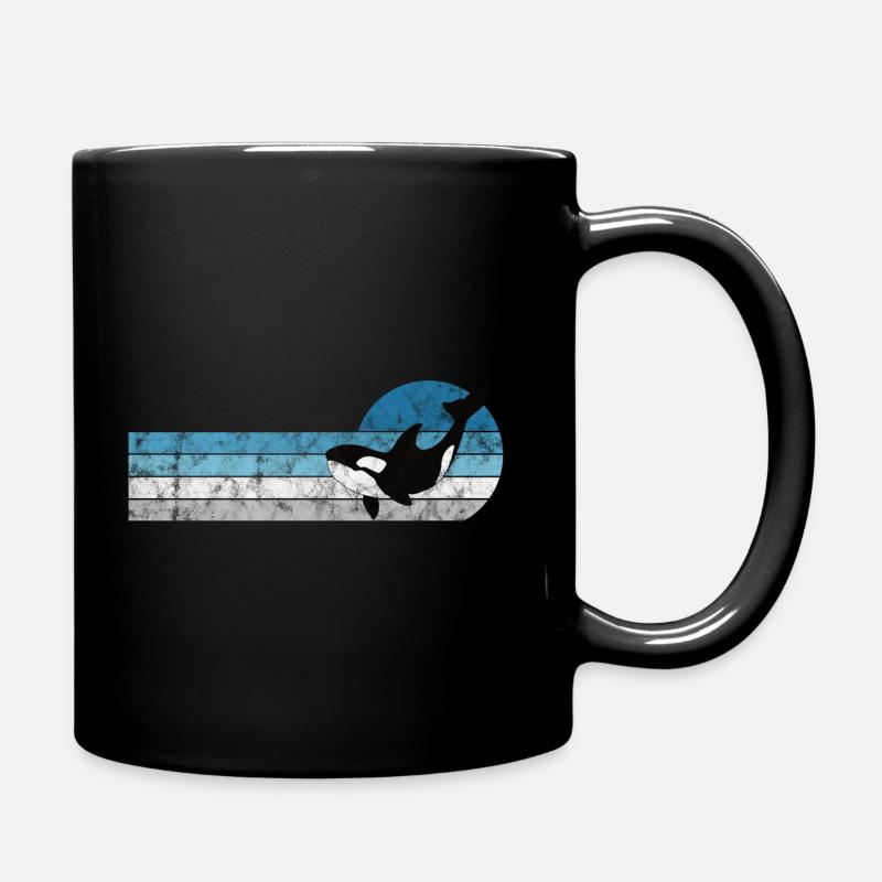 Orca Schwertwal Killerwal Geschenk Retro Wal Ozean - Tasse einfarbig - Schwarz