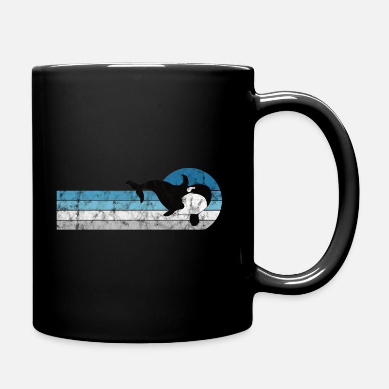 Orca Schwertwal Killerwal Geschenk Retro Wal Ozean - Tasse einfarbig - Schwarz