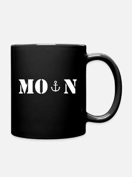 Moin weiß Geschenk Geschenkidee - Tasse einfarbig - Schwarz