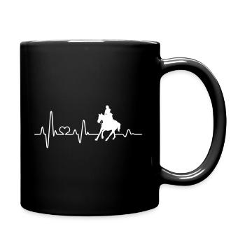 Reiterin Reiten Pferd Herzschlag EKG Reitsport - Tasse einfarbig - Schwarz - Rechts