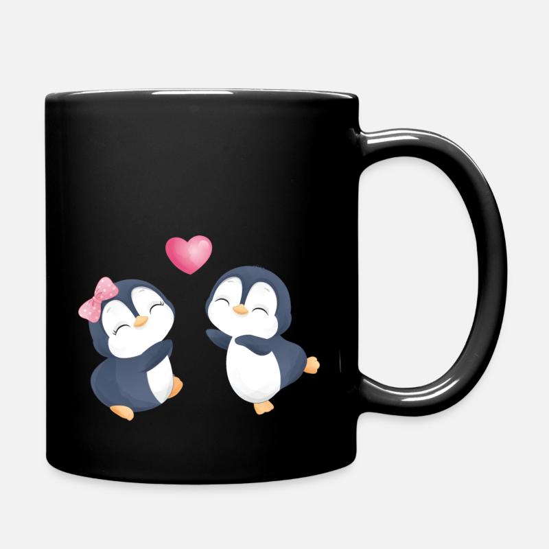Pinguine in Liebe - Tasse einfarbig - Schwarz