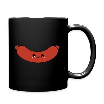 cute smiling sausage, süße lächelnde wurst - Tasse einfarbig - Schwarz - Rechts