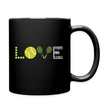 I love tennis tennis love type tennis racket - Full Colour Mug - black - Right