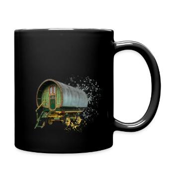 caravane gitane tirée par des chevaux, - Mug uni - noir - Droite