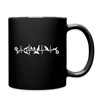 Hund schönes Hunde Herzschlag Puls Vector Design - Tasse einfarbig - Schwarz - Rechts