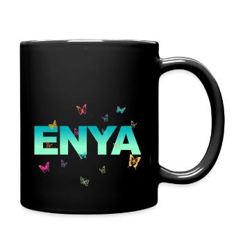Enya - Beautiful name with butterflies, girls - Full Colour Mug - black - Right