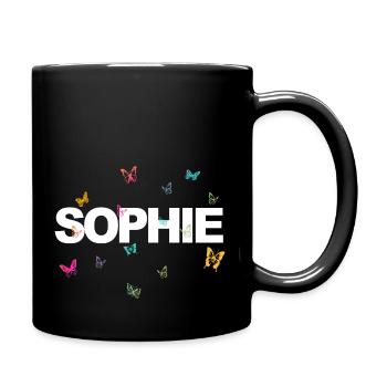 Sophie - Beautiful name with butterflies, girls - Full Colour Mug - black - Right