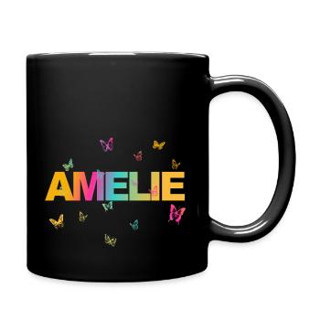 Amelie - Schöner Name mit Schmetterlingen, Mädchen - Tasse einfarbig - Schwarz - Rechts