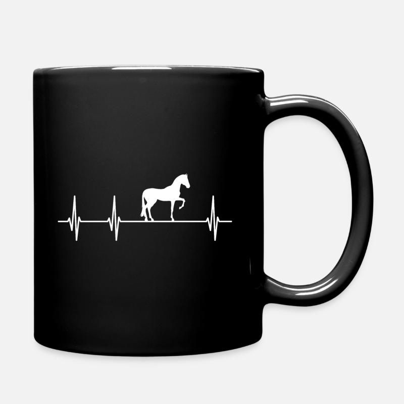 Herzschlag Pferd - Tasse einfarbig - Schwarz