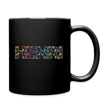 Henri - Beau nom de garçon avec des dinosaures cool - Mug uni - noir - Droite