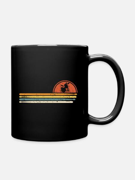 Drummsticks Retro Vintage Drummer Drums Drumming - Full Colour Mug - black