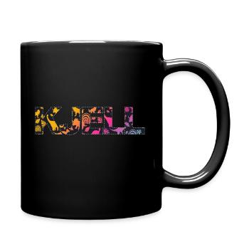KJELL - Beautiful boy name with cute dinosaurs - Full Colour Mug - black - Right