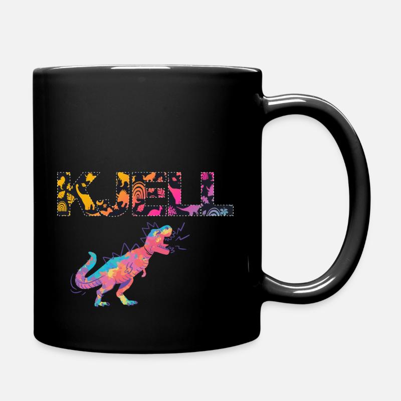 KJELL - Schöner Jungen Name mit süßen Dinosaurier - Tasse einfarbig - Schwarz