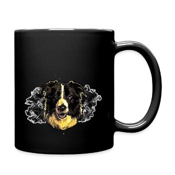 Tête de Border collie - En graffiti #2 - Mug uni - noir - Droite