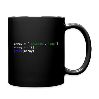 Das Huhn oder das Ei Programmierer-Code - Tasse einfarbig - Schwarz - Rechts