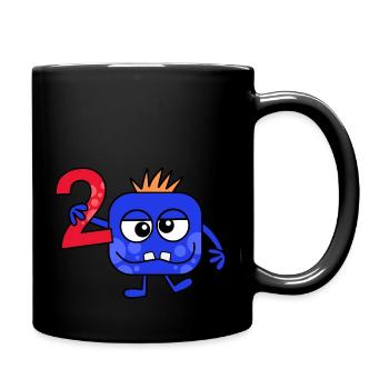 Funny Cartoon Blue Number Two Monster - Full Colour Mug - black - Right