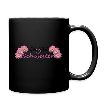 Große Schwester 2023 - Tasse einfarbig - Schwarz - Rechts
