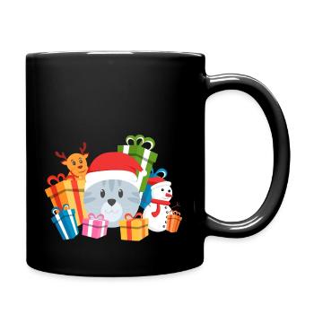 Christmas Cat Present - Full Colour Mug - black - Right