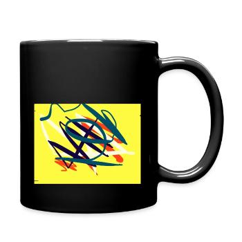 Dark red abstractness in yellow-blue - Full Colour Mug - black - Right