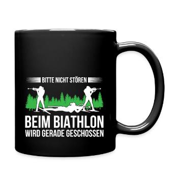 Bitte Nicht Stören Beim Biathlon Wird Geschossen - Tasse einfarbig - Schwarz - Rechts