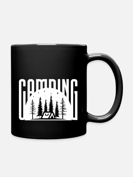 Camping Zelt Nacht Wald - Tasse einfarbig - Schwarz