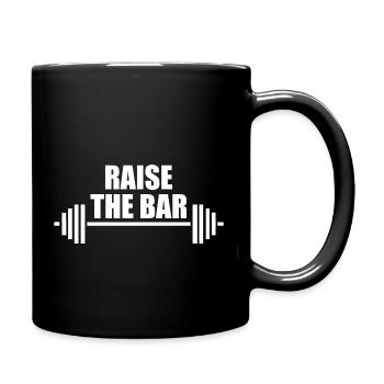 raise the bar barbell quote - Full Colour Mug - black - Right