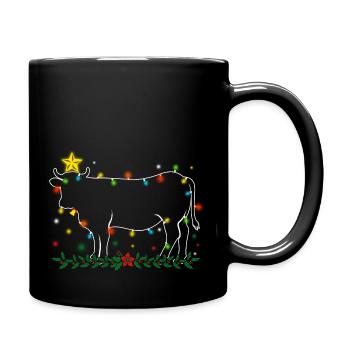 Cow Tree Farmer Vintage Christmas Tree Xmas Reinde - Tasse einfarbig - Schwarz - Rechts