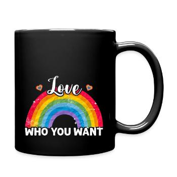 Liebe, wen du willst Gay Pride LGBT Regenbogen LGBTQ - Tasse einfarbig - Schwarz - Rechts