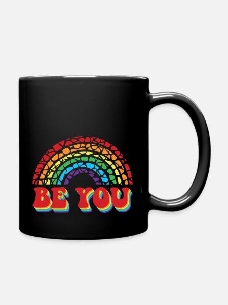 LGBTQ Be You Gay Pride LGBT Ally Rainbow Flag - Mug uni - noir