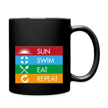 Sun Swim Eat Repeat - Full Colour Mug - black - Right