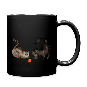 Playing cat duo black and striped - Full Colour Mug - black - Right