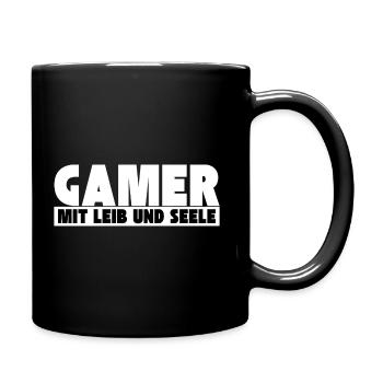 Gamer mit Leib und Seele - Tasse einfarbig - Schwarz - Rechts