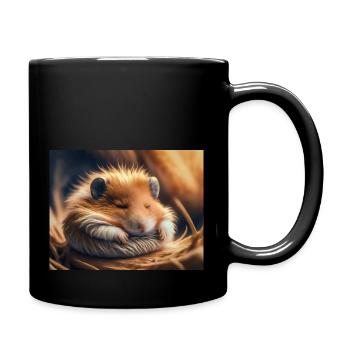 Niedliche Tiere im Winterschlaf – Hamster - Tasse einfarbig - Schwarz - Rechts