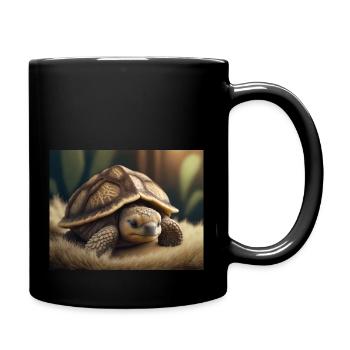 Cute animals doing hibernation – turtle - Full Colour Mug - black - Right