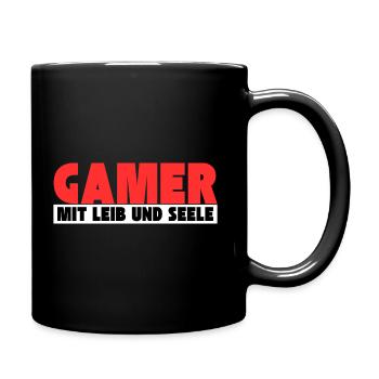 Gamer mit Leib und Seele - Tasse einfarbig - Schwarz - Rechts