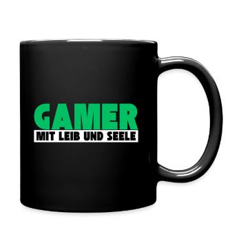 Gamer mit Leib und Seele - Tasse einfarbig - Schwarz - Rechts