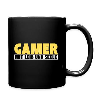 Gamer mit Leib und Seele - Tasse einfarbig - Schwarz - Rechts
