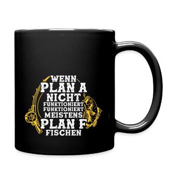 Angler Fischen Angelrute Angeln - Tasse einfarbig - Schwarz - Rechts