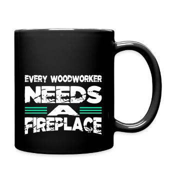 cool logging lumberjackwoodworking - Full Colour Mug - black - Right