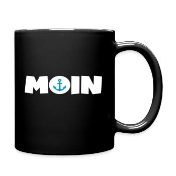 MOIN Schrift mit Anker zweifarbig - Tasse einfarbig - Schwarz - Rechts