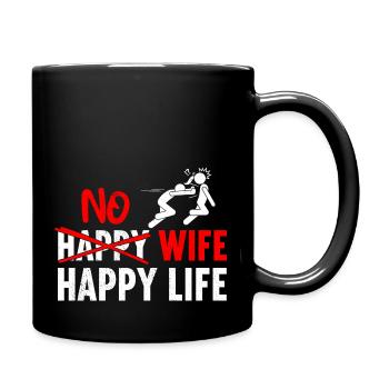 No Happy Wife Happy Life Wives Bride Groom - Full Colour Mug - black - Right