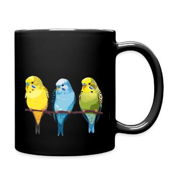 3 Budgies - Full Colour Mug - black - Right