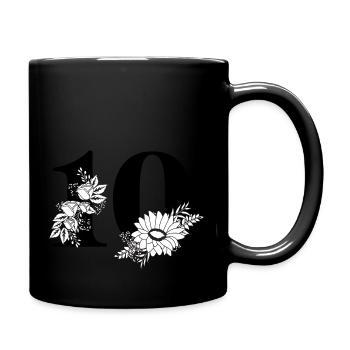 Numéro 10 floral noir -10e anniversaire floral - Mug uni - noir - Droite