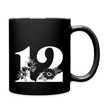 Numéro 12 floral noir -12e anniversaire floral - Mug uni - noir - Droite