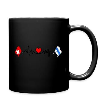 Cardio Herz Flagge Schweiz, Flagge Zug - Tasse einfarbig - Schwarz - Rechts