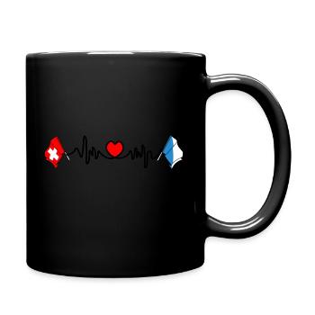 Cardio Herz Schweiz Flagge und Zürich Flagge - Tasse einfarbig - Schwarz - Rechts