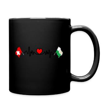 Cardio Herz Flagge Schweiz und Flagge Waadt - Tasse einfarbig - Schwarz - Rechts